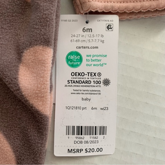 🦚2/$18 Carter’s Heart 2-Way Zip Cotton Blend Sleep & Play Pajamas - Picture 9 of 15